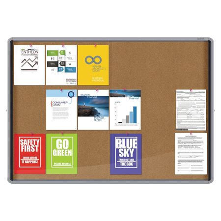 Quartet Enclosed Indoor Cork Bulletin Board w/Sliding Glass Doors, 56 x 39, Silver Frame EISC3956